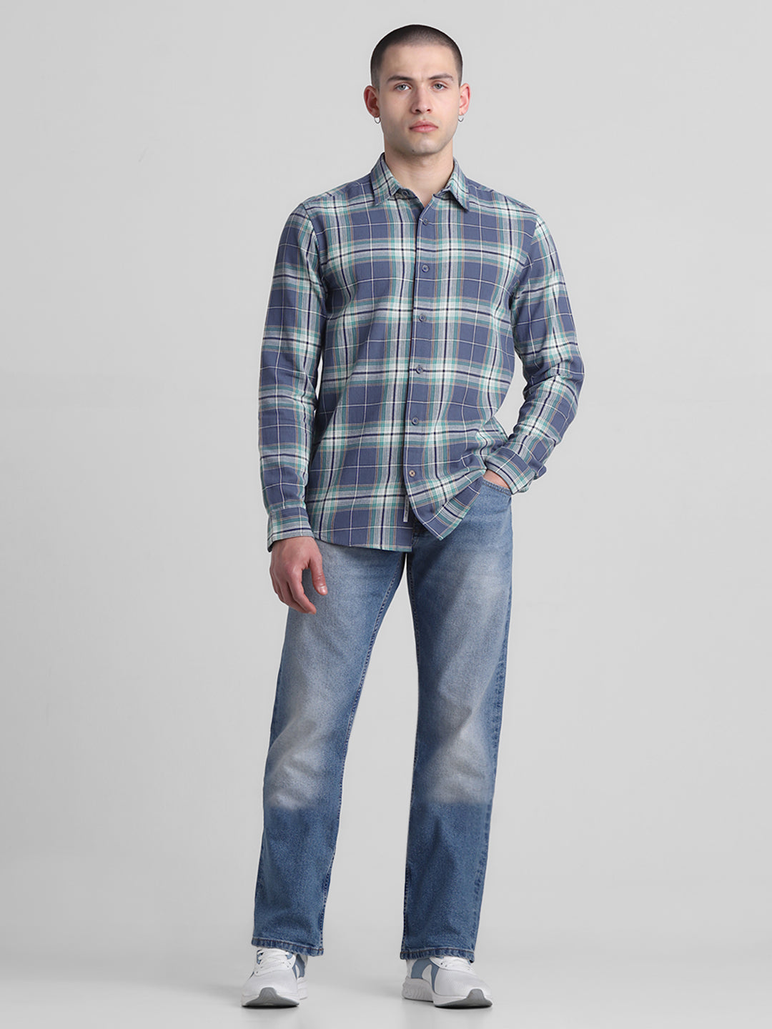 Vintage Indigo Check Cotton Shirt