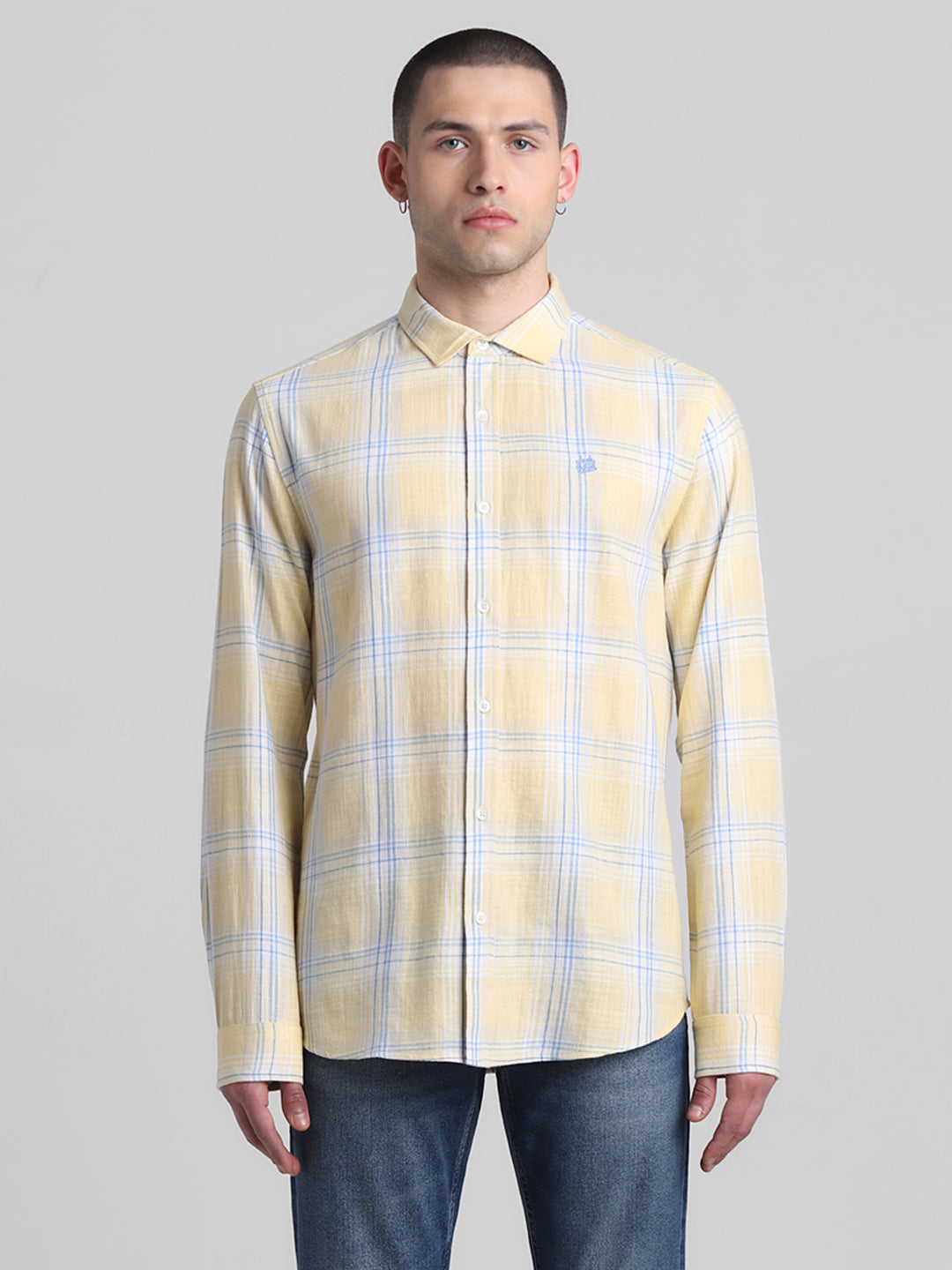 Yellow Check Cotton Shirt