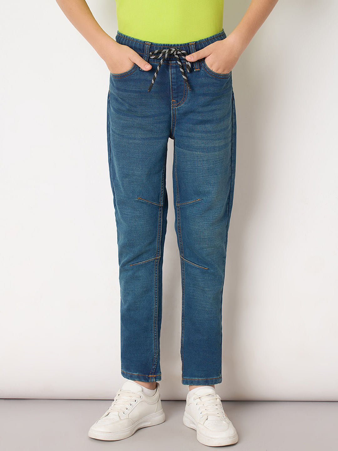 Boys Blue Mid Rise Slim Fit Jeans