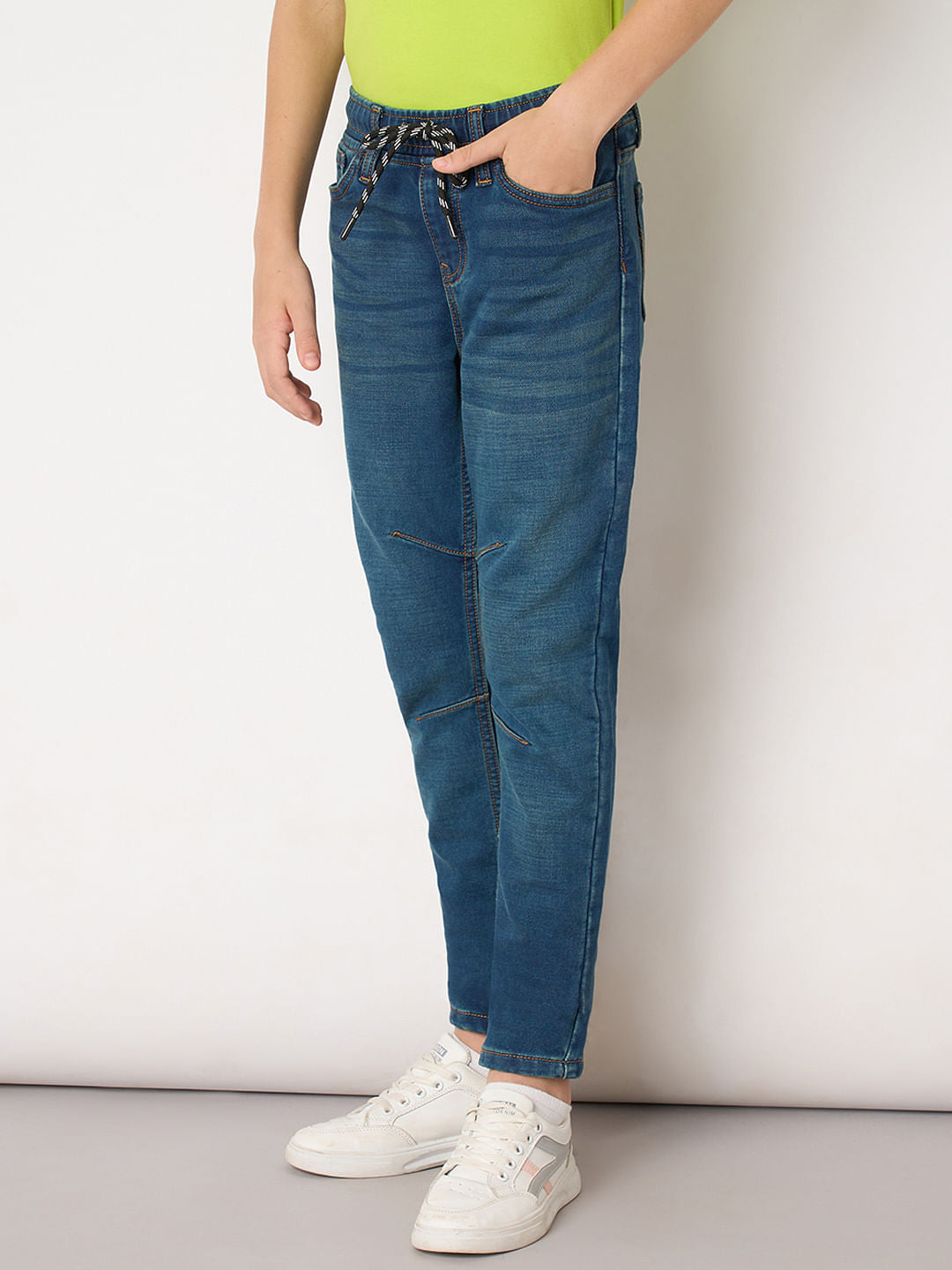 Boys Blue Mid Rise Slim Fit Jeans