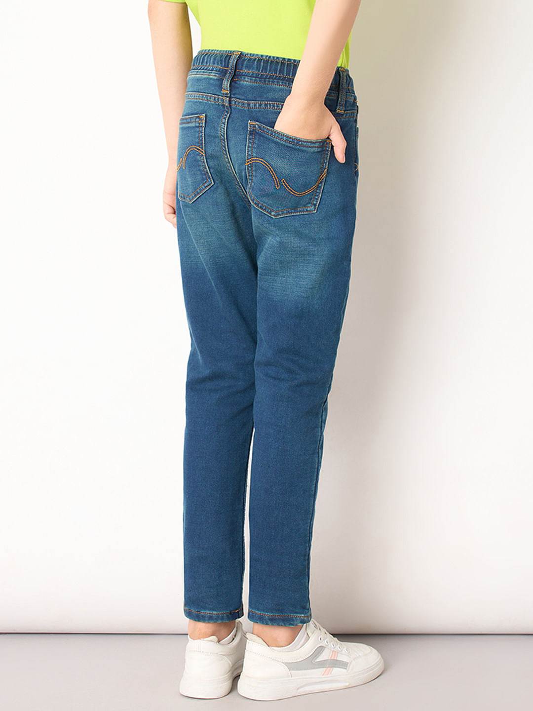Boys Blue Mid Rise Slim Fit Jeans