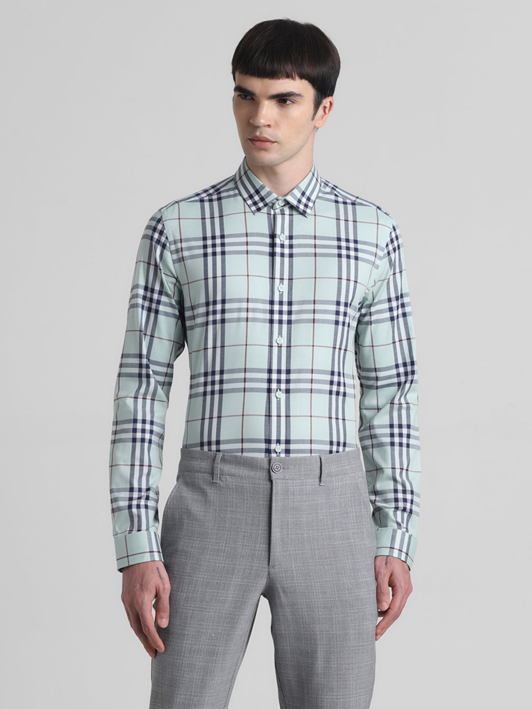 Light Green Check Cotton Shirt