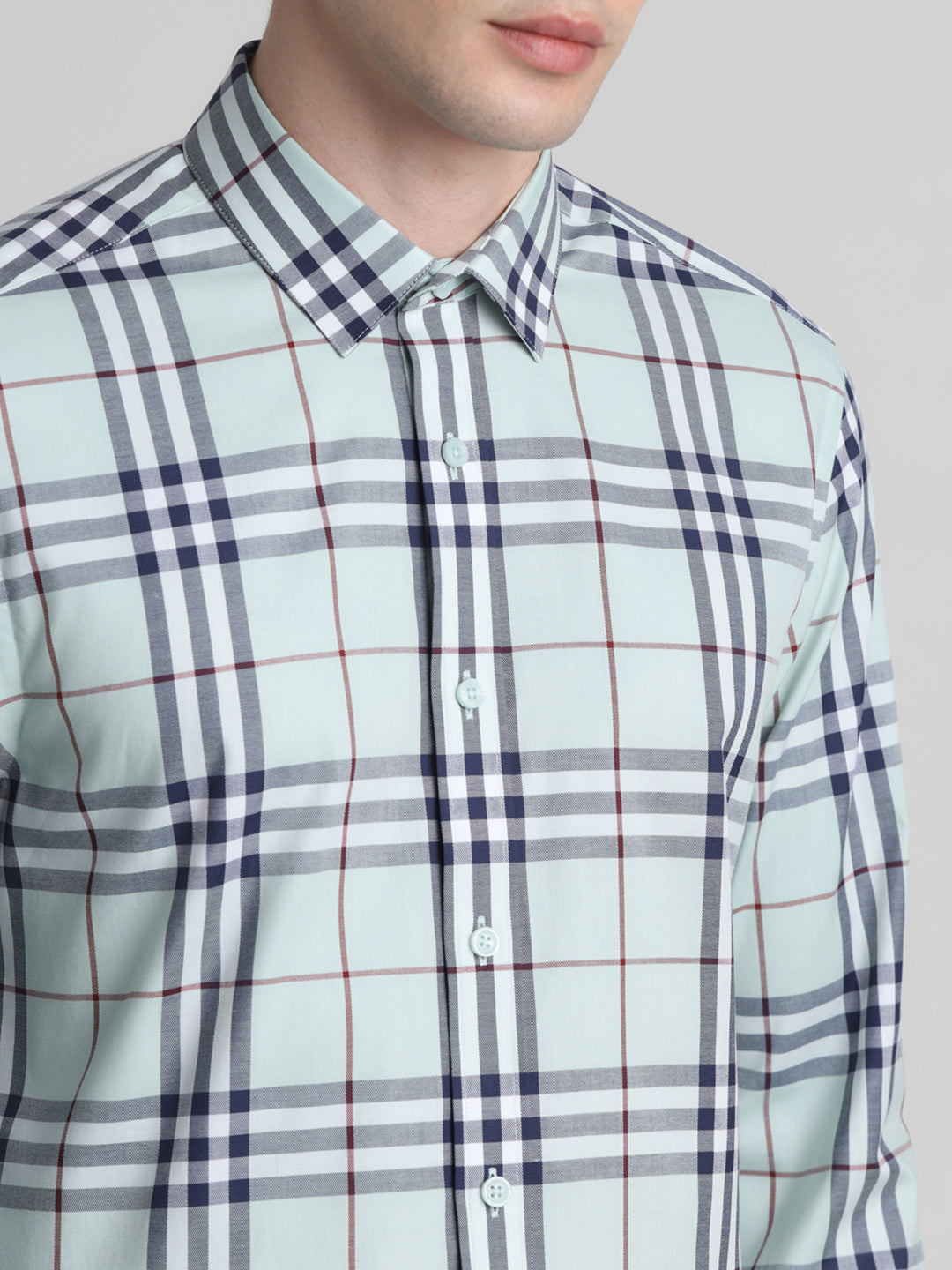 Light Green Check Cotton Shirt