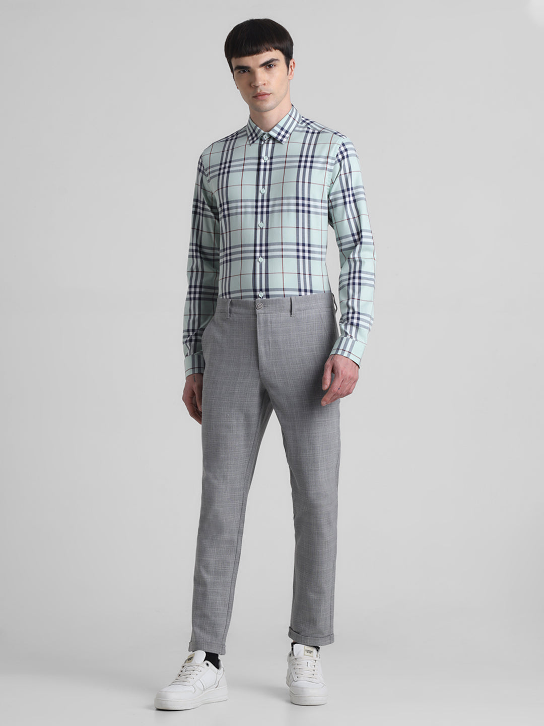 Light Green Check Cotton Shirt