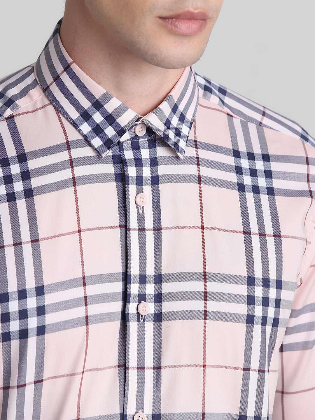Light Pink Check Cotton Shirt