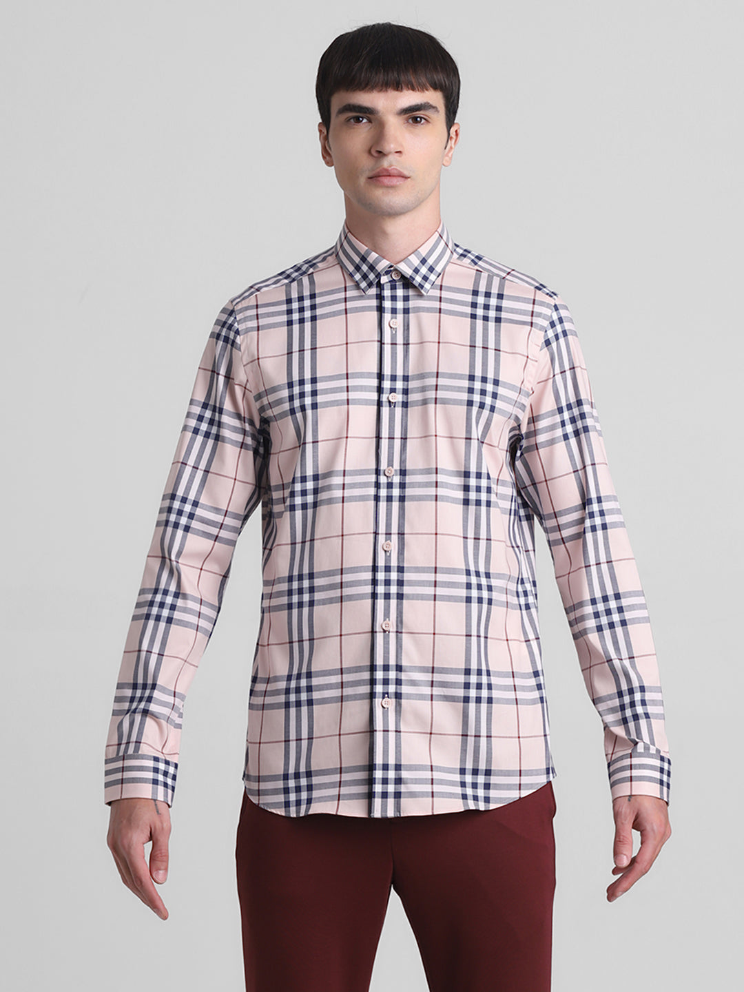 Light Pink Check Cotton Shirt