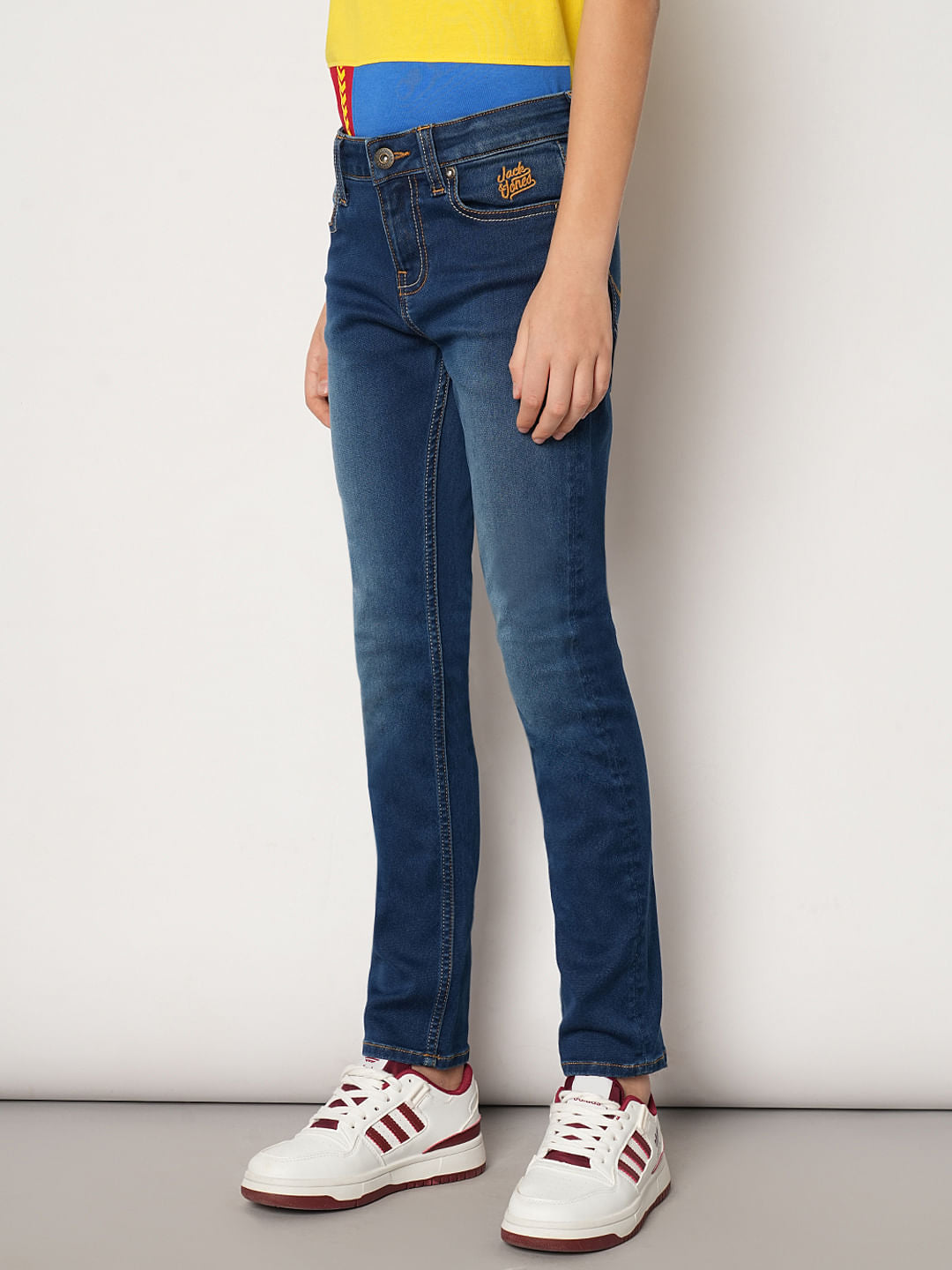 Boys Blue Mid Rise Regular Fit Jeans