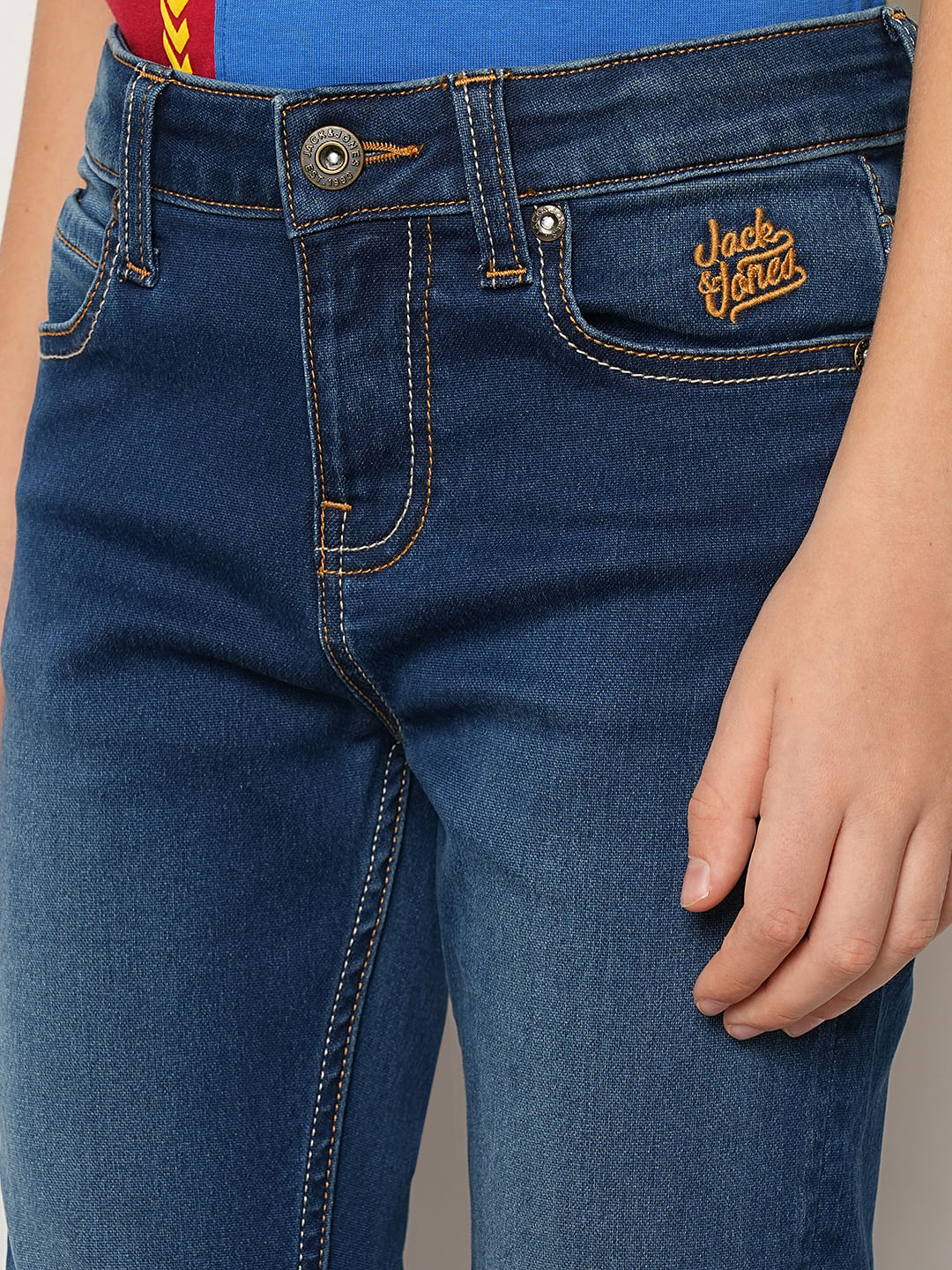 Boys Blue Mid Rise Regular Fit Jeans