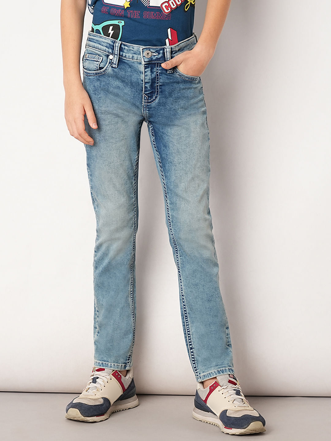 Blue Washed Regular Fit Jeans
