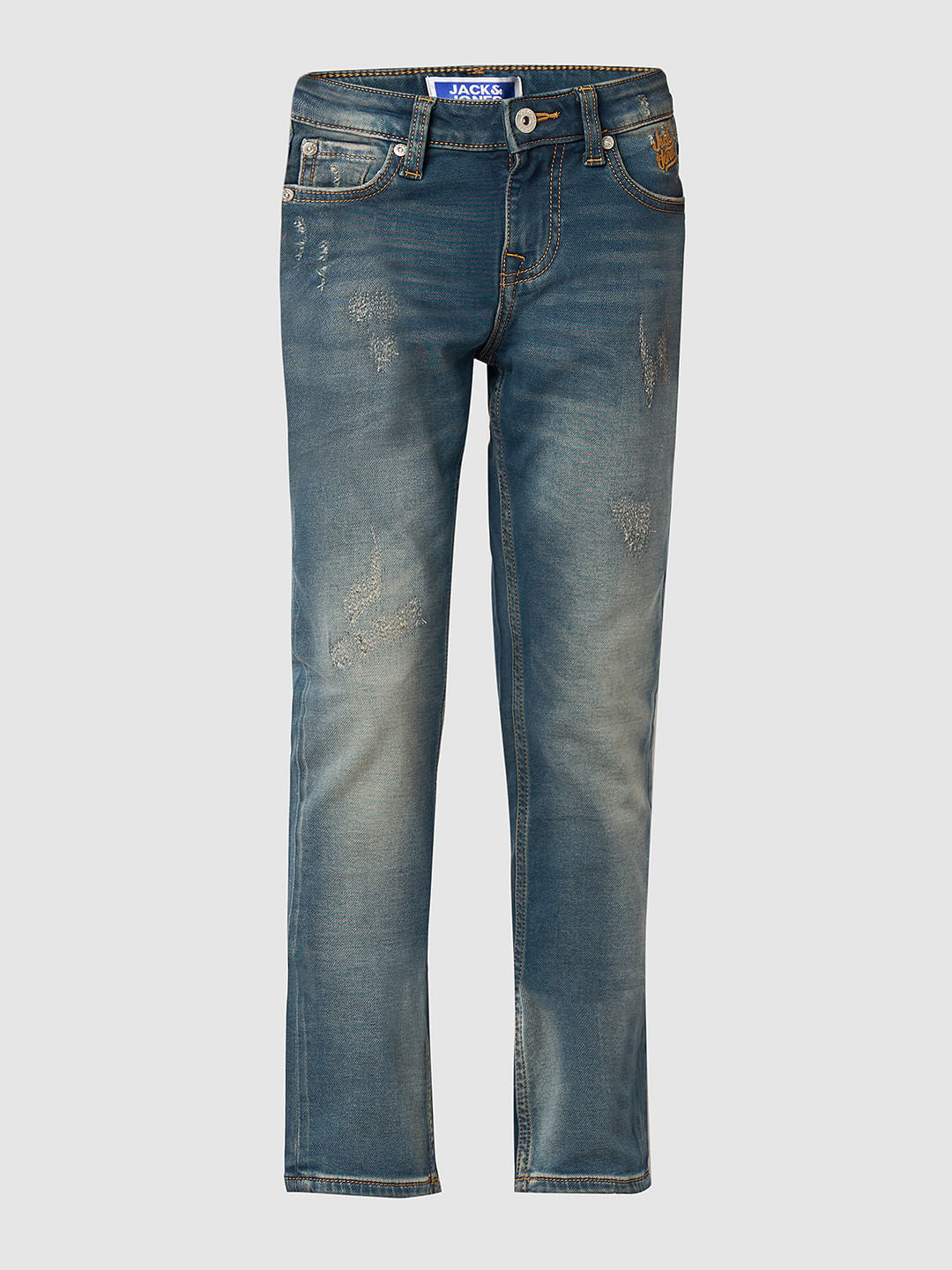 Boys Blue Mid Rise Straight Fit Jeans