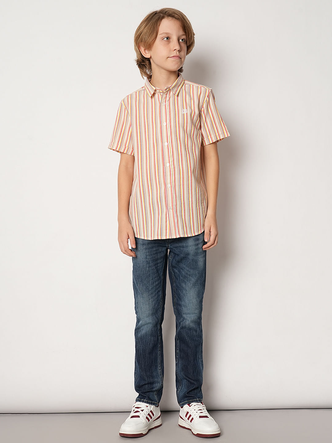 Boys Dark Blue Mid Rise Regular Fit Jeans