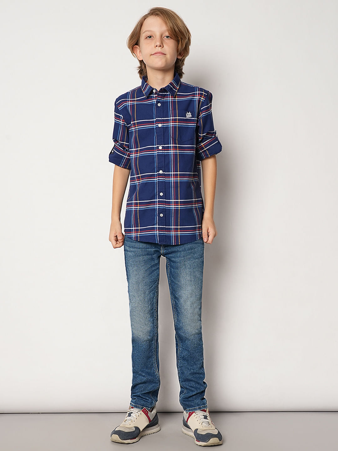Boys Blue Mid Rise Regular Fit Jeans