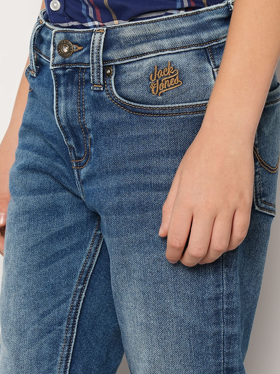 Boys Blue Mid Rise Regular Fit Jeans