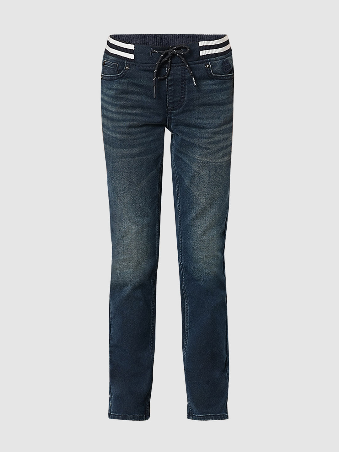 Boys Blue Mid Rise Regular Fit Jeans