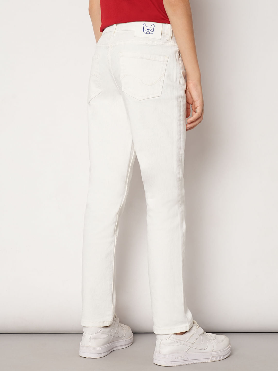 Boys White Mid Rise Regular Fit Jeans