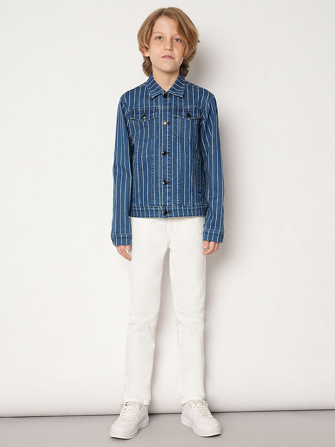 Boys White Mid Rise Regular Fit Jeans