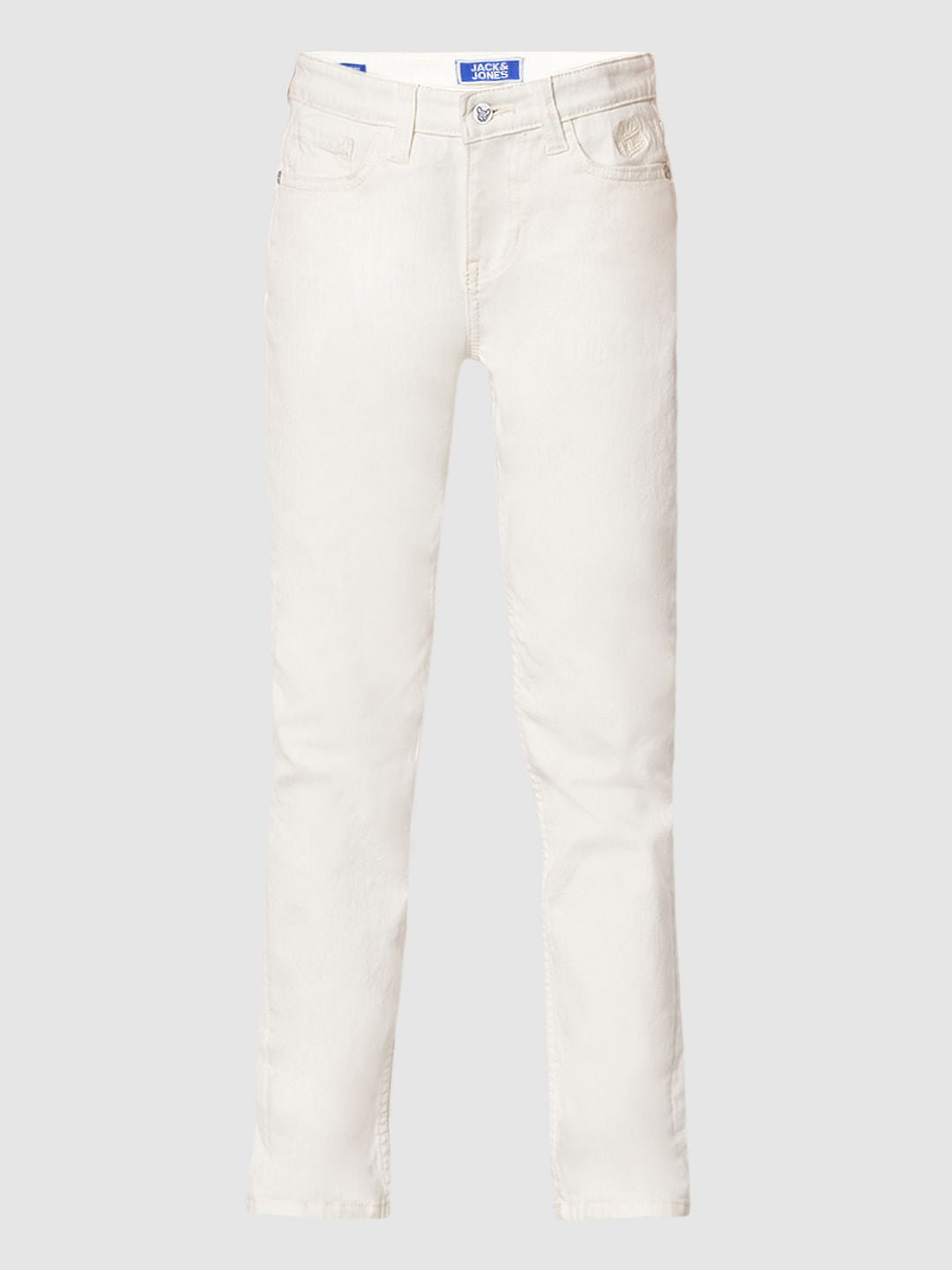 Boys White Mid Rise Regular Fit Jeans