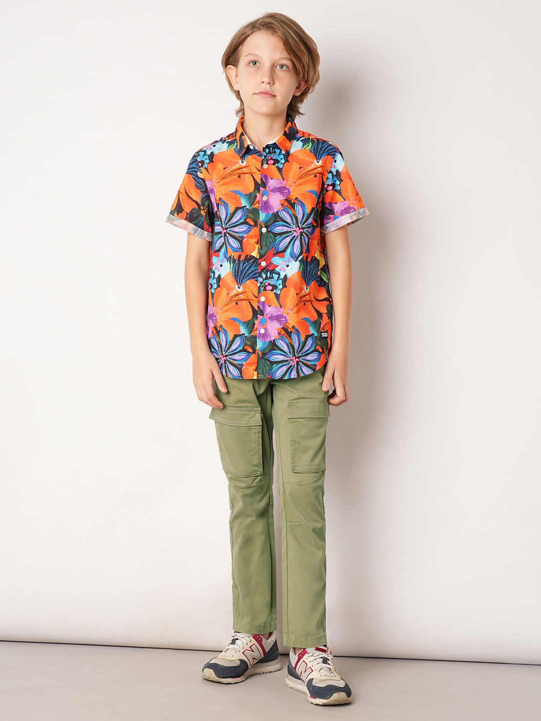 Green Mid Rise Cotton Pants