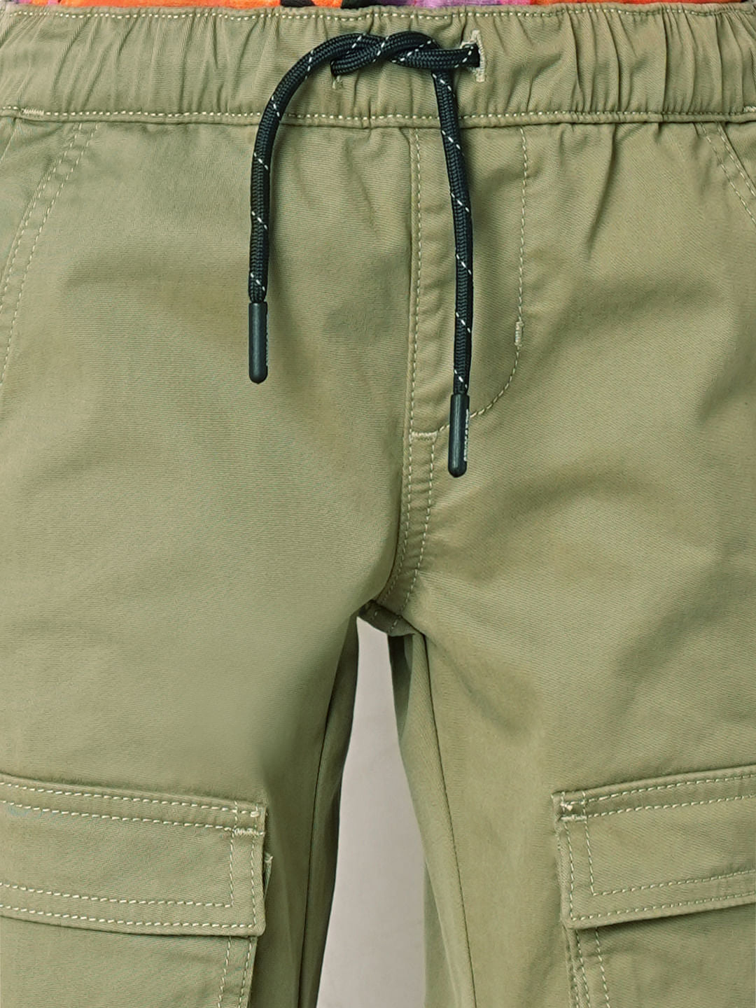 Green Mid Rise Cotton Pants