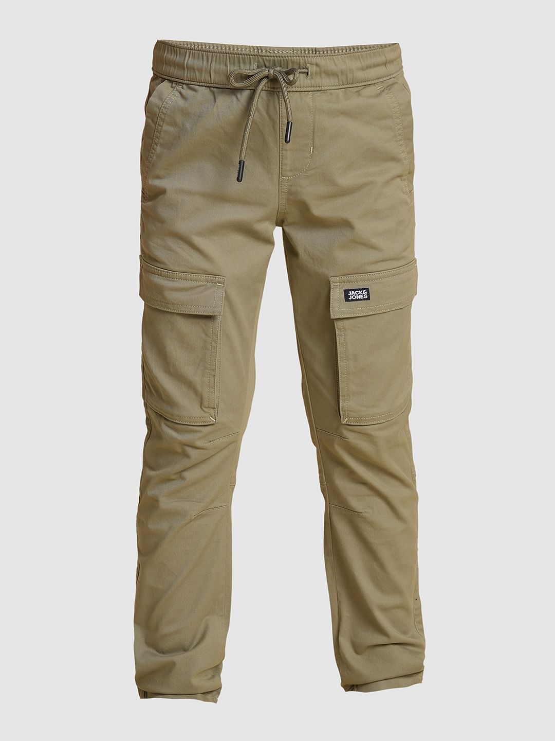Boys Olive Cotton Cargo Pants
