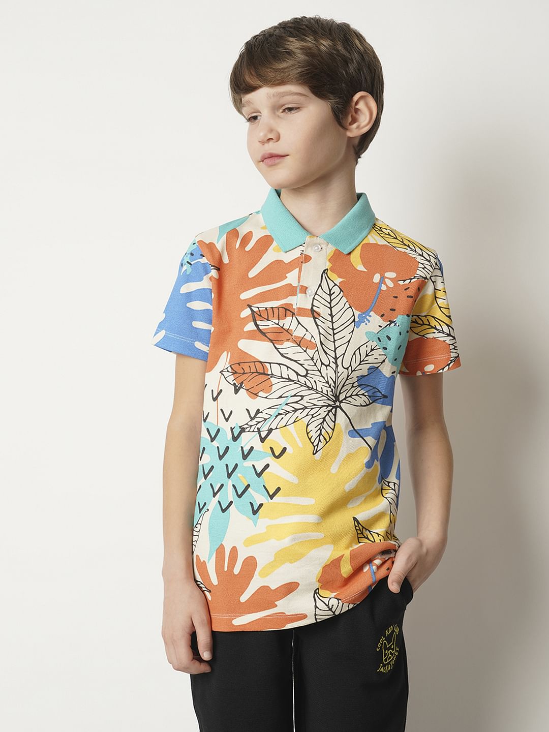 Yellow Printed Polo T-shirt