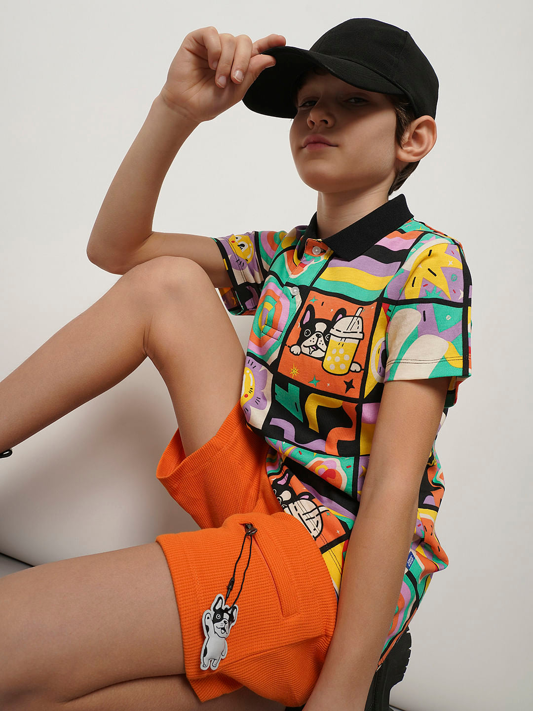 Black Printed Polo T-shirt