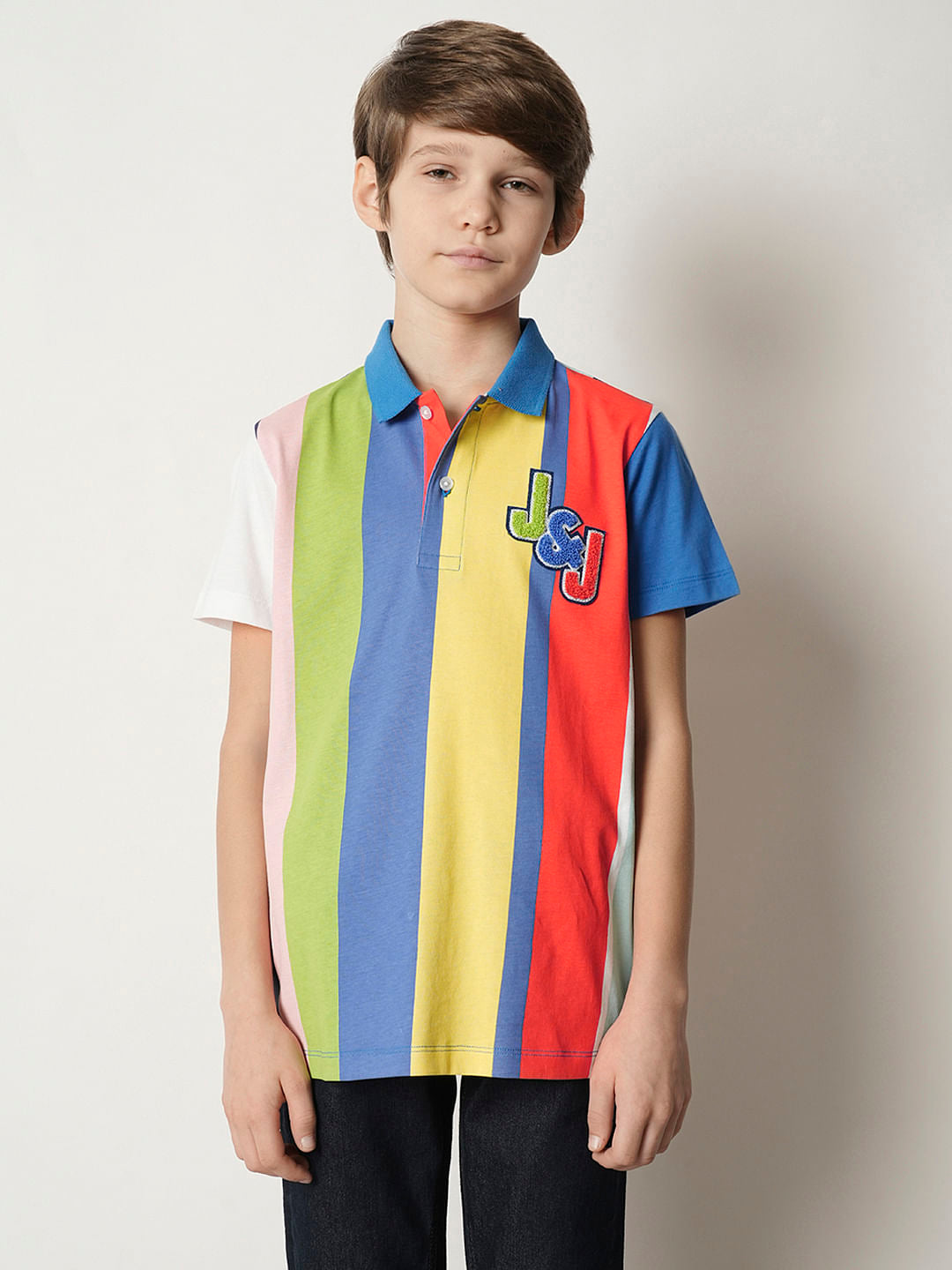Boys Blue Colourblocked Polo T-shirt