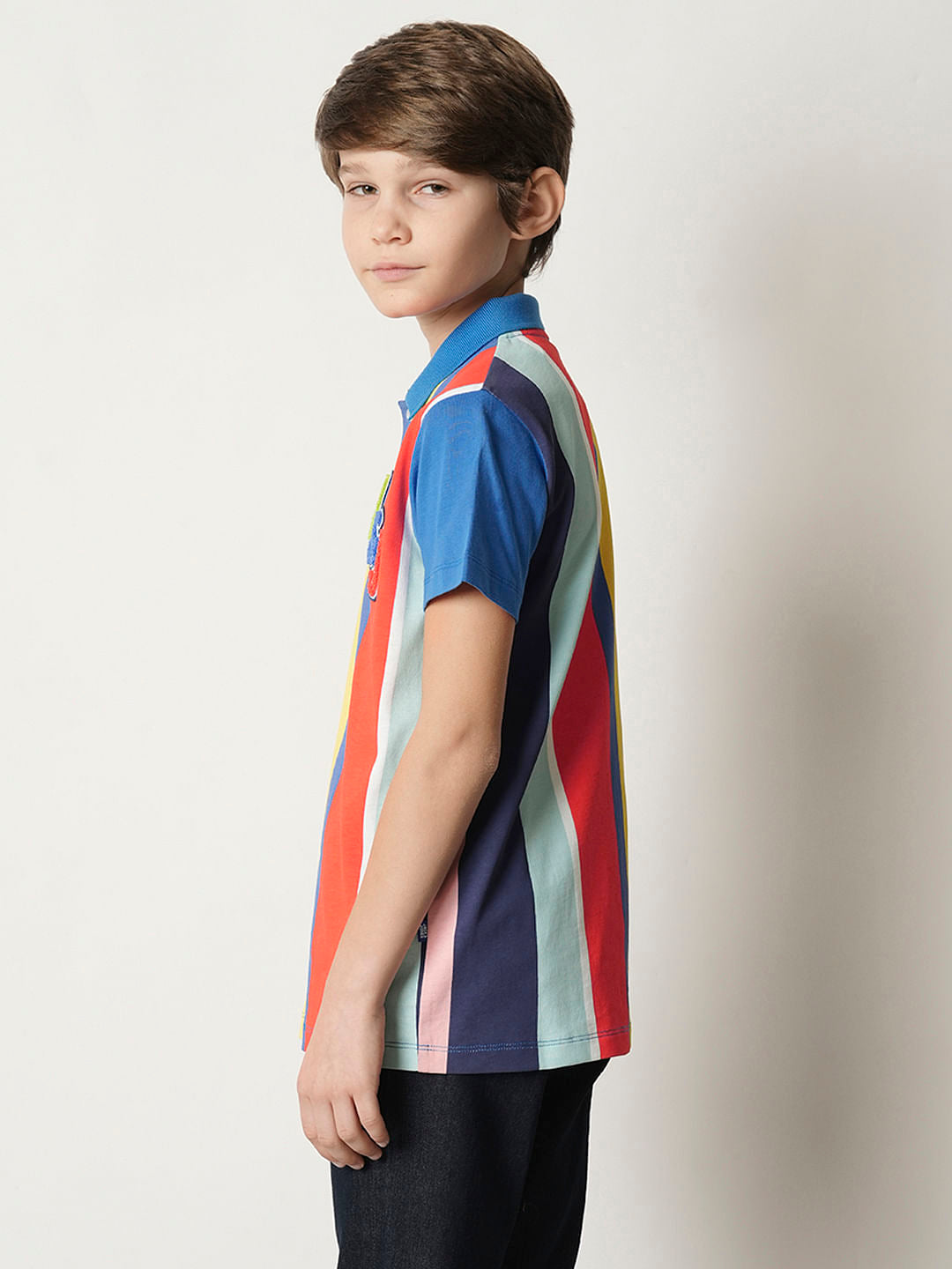 Boys Blue Colourblocked Polo T-shirt