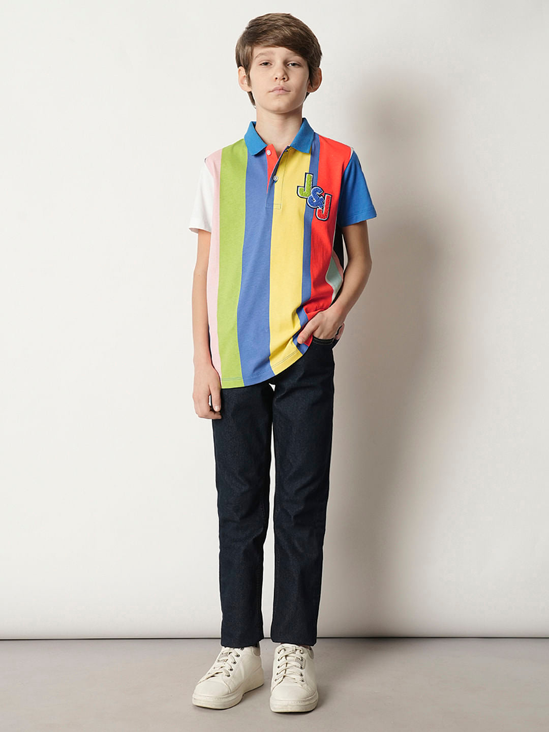 Boys Blue Colourblocked Polo T-shirt