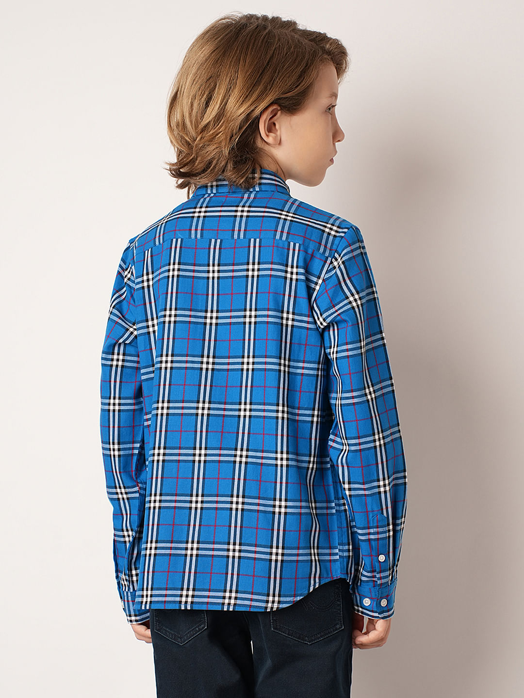 Boys Blue Check Full Sleeves Shirt