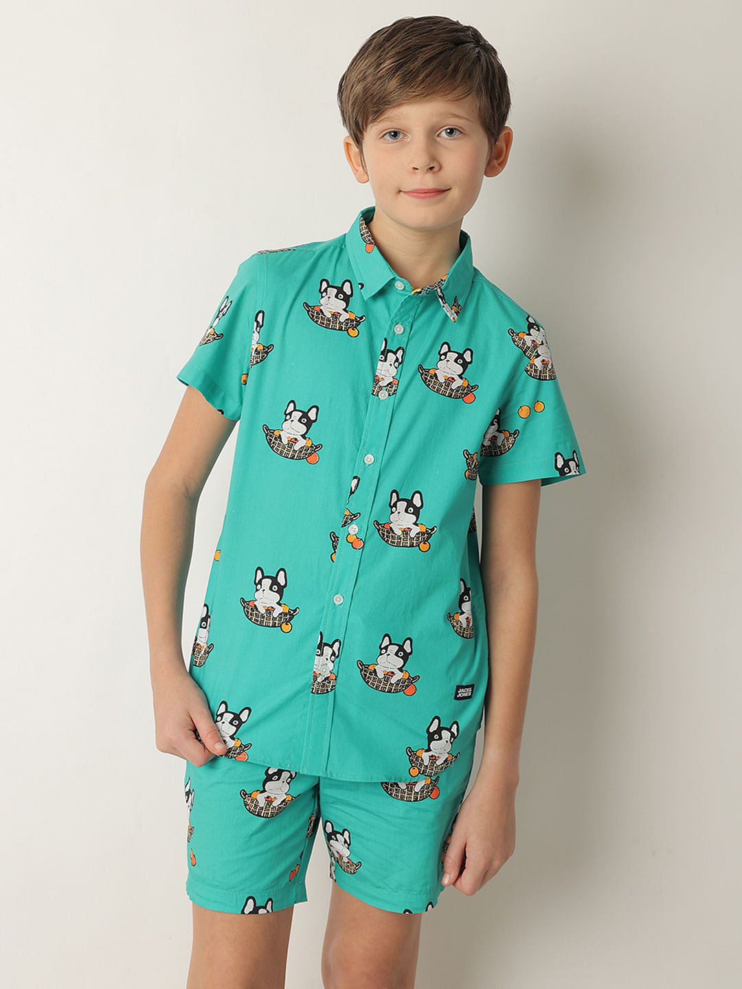Boys Blue Doggo Print Co-ord Set Shirt