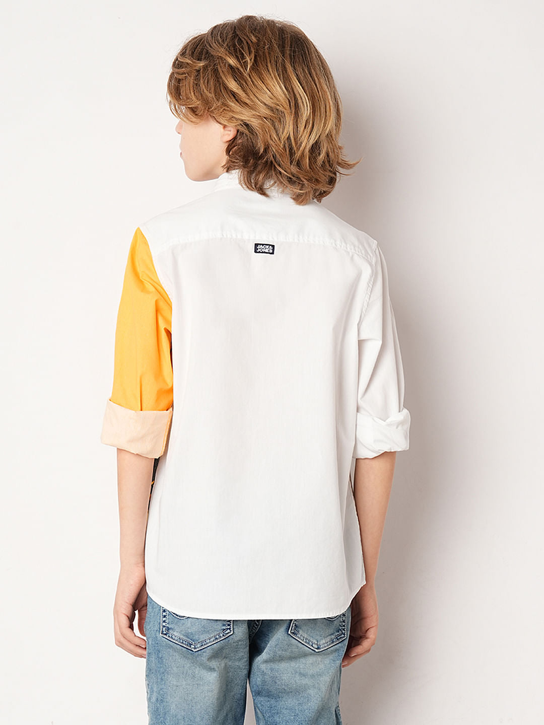 GARFIELD White Colourblocked Full Sleeves Shirt