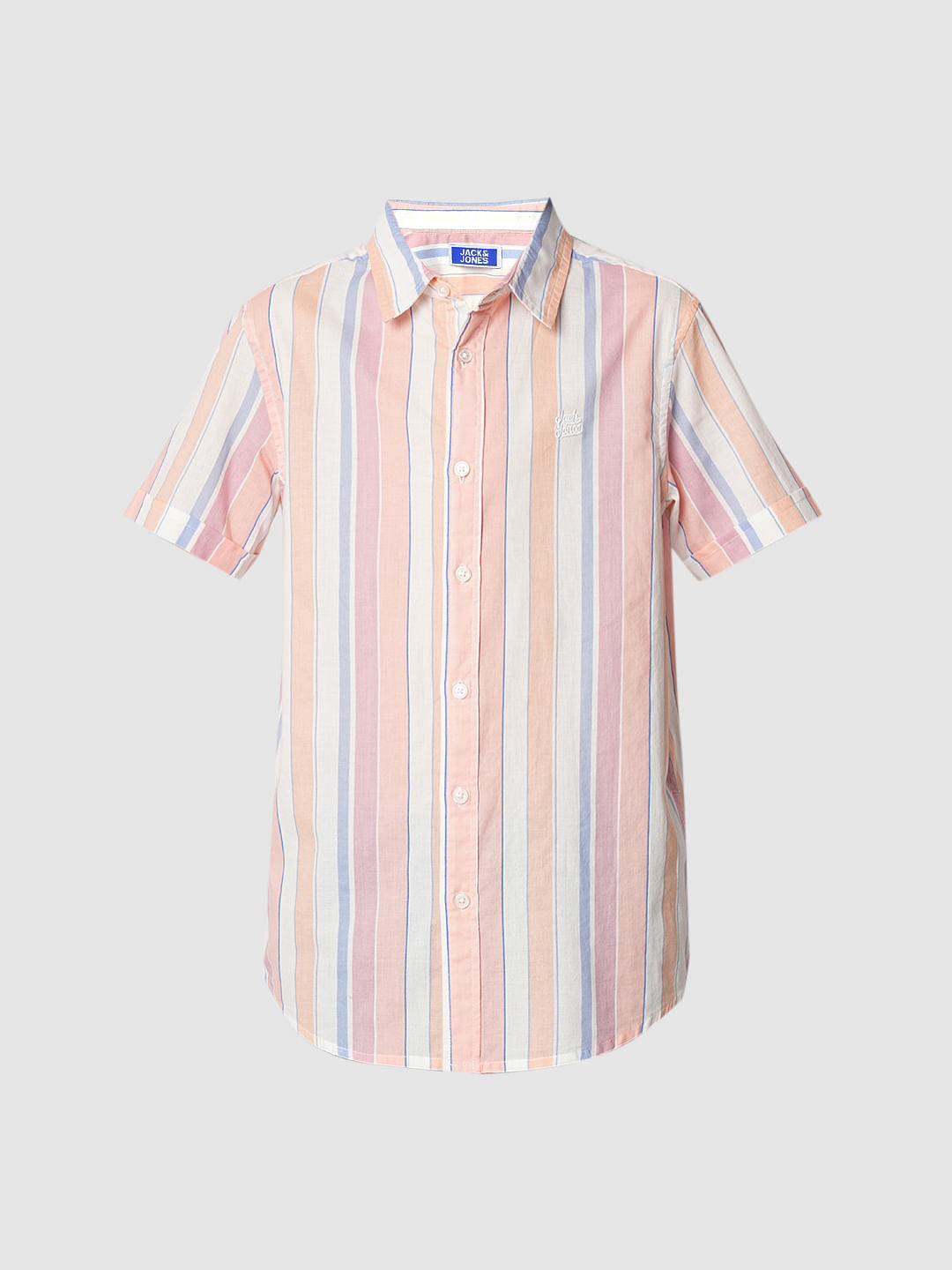 Boys Pink Striped Short Sleeves Shirt