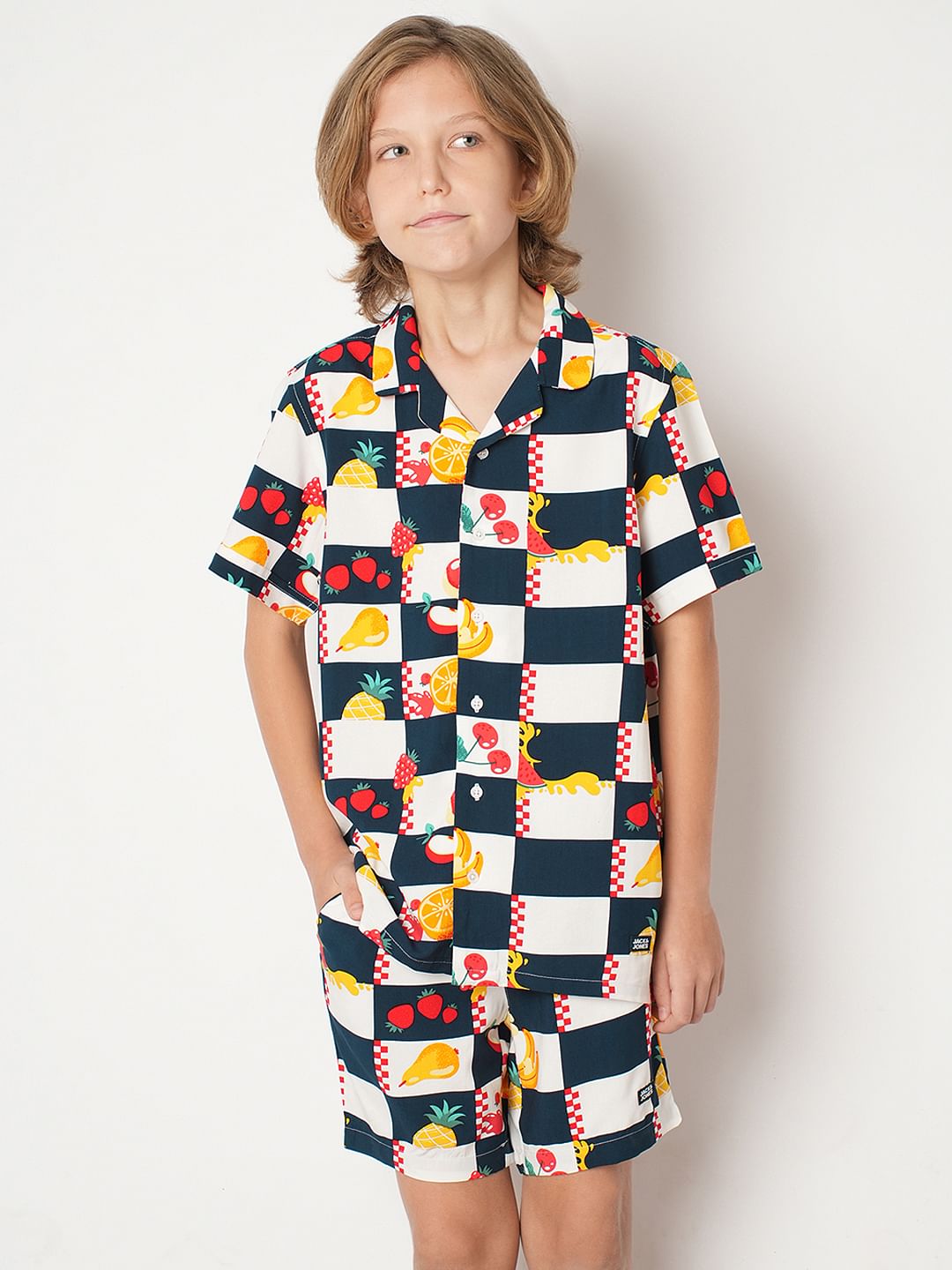 Boys Blue Check Co-ord Set Shirt