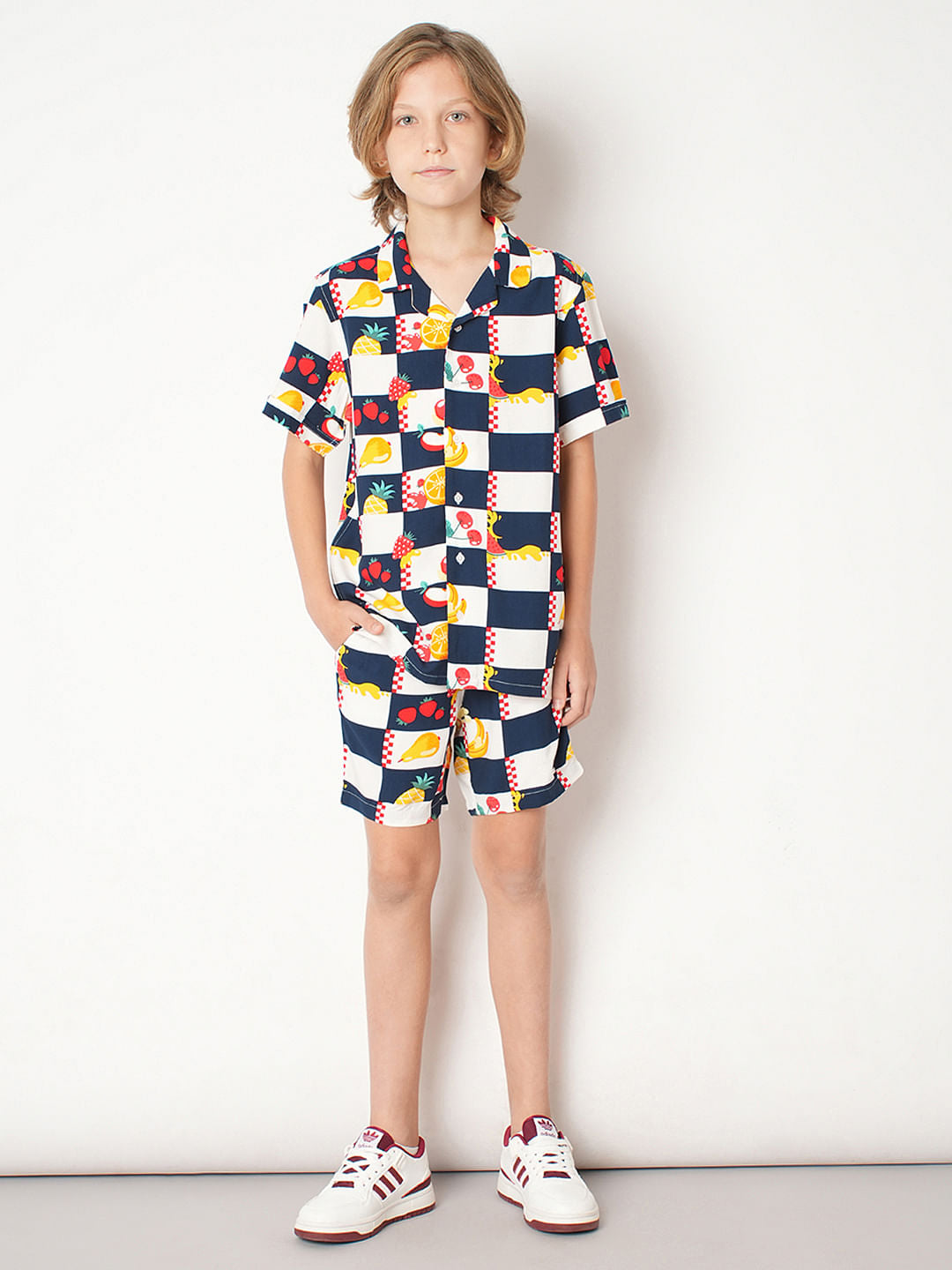 Boys Blue Check Co-ord Set Shirt