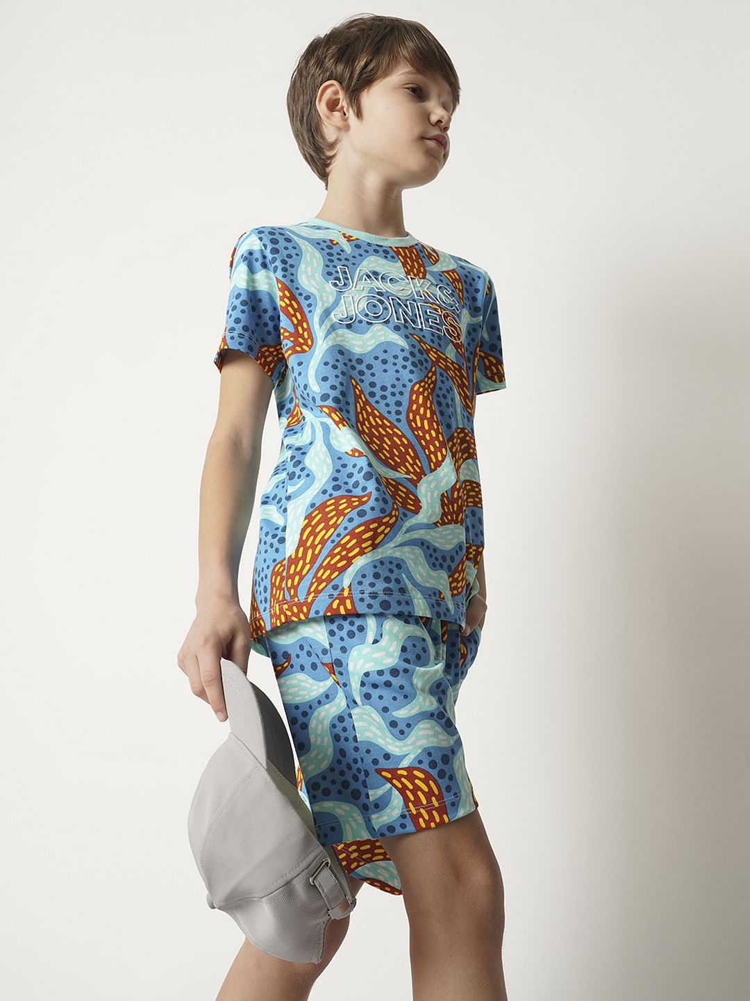 Boys Blue Coral Print Co-ord Set T-shirt