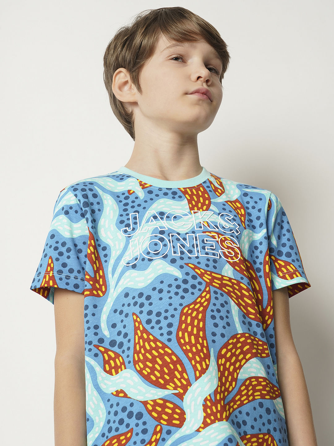 Boys Blue Coral Print Co-ord Set T-shirt