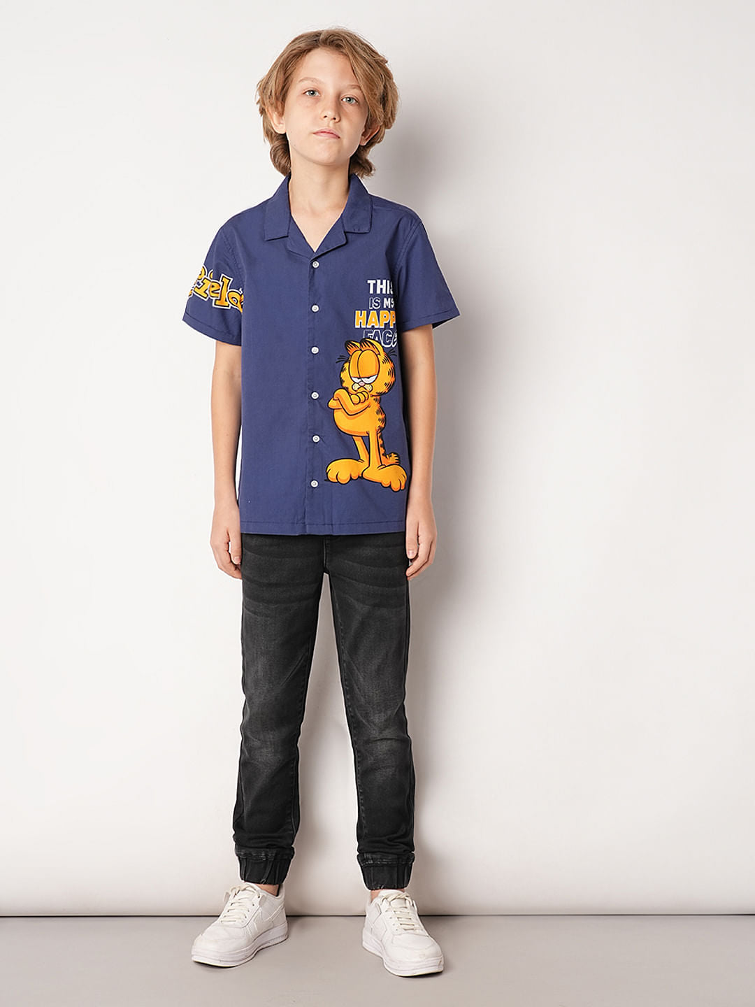 GARFIELD Blue Graphic Print Short Sleeves Shirt