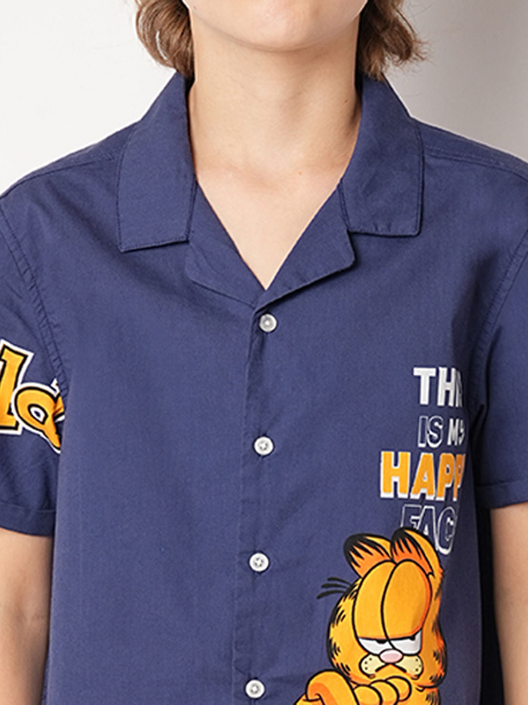 GARFIELD Blue Graphic Print Short Sleeves Shirt