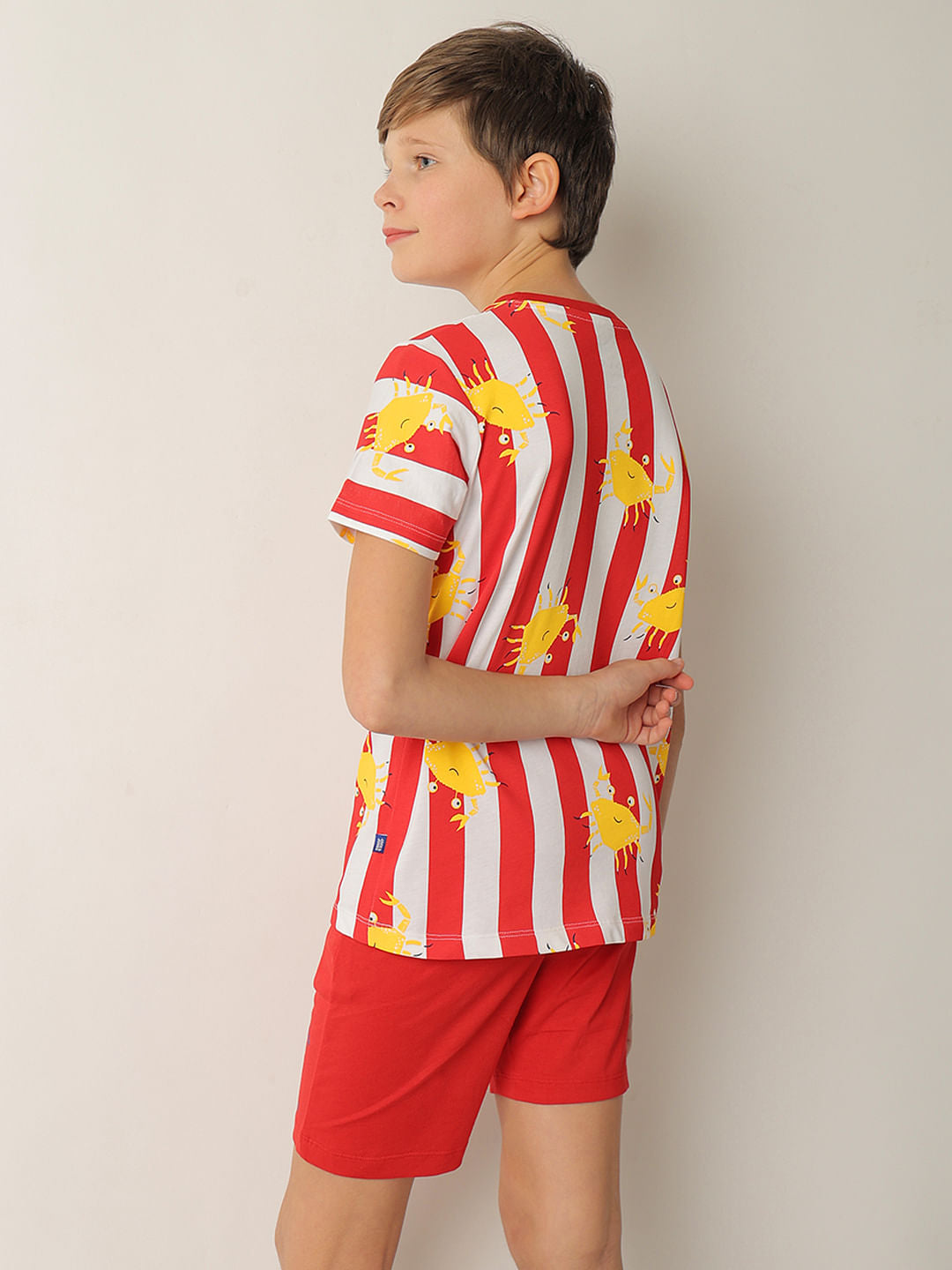 Boys Red Striped Co-ord Set T-shirt