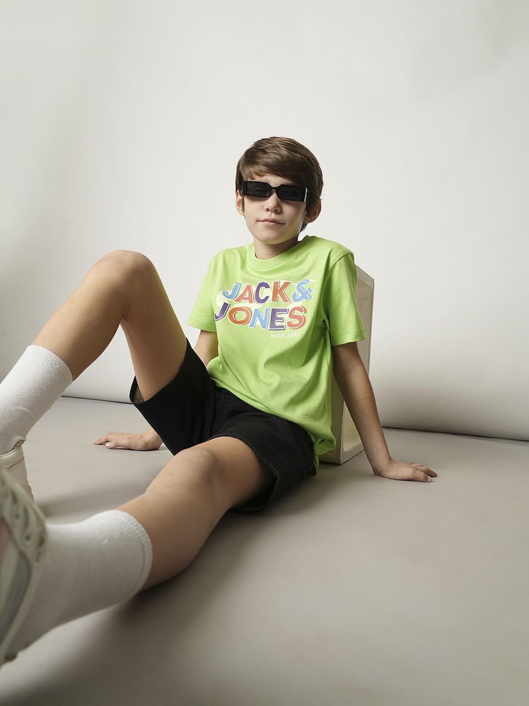 Boys Green Logo Print Crew Neck T-shirt