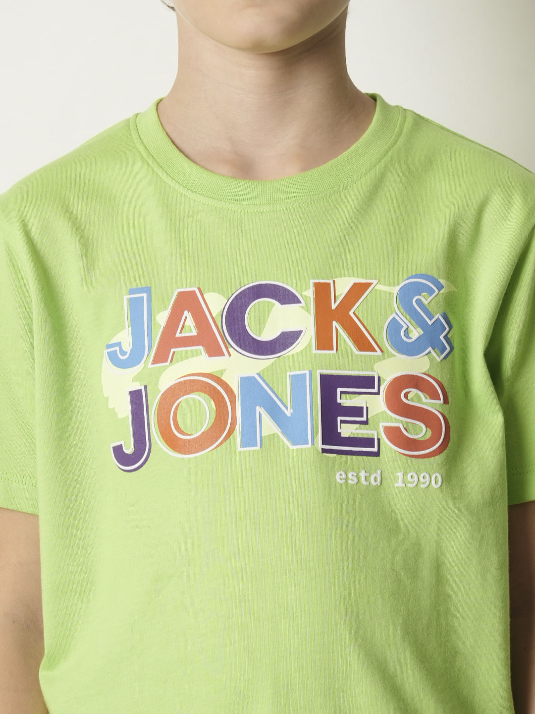 Boys Green Logo Print Crew Neck T-shirt