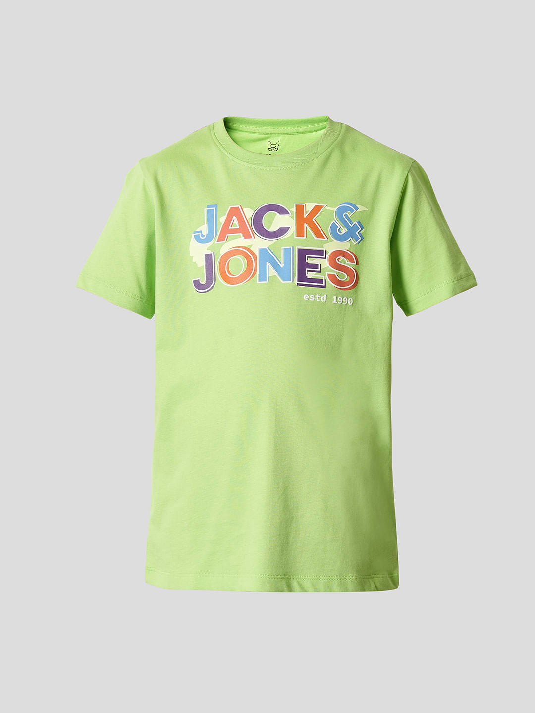 Boys Green Logo Print Crew Neck T-shirt