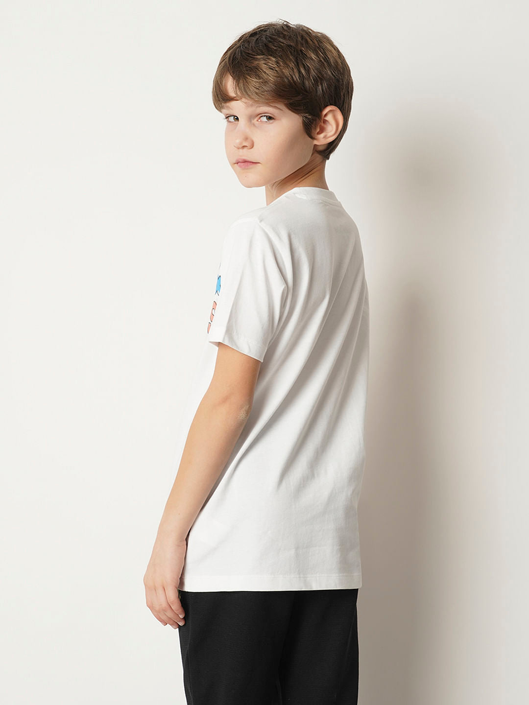 Boys White Logo Print T-shirt