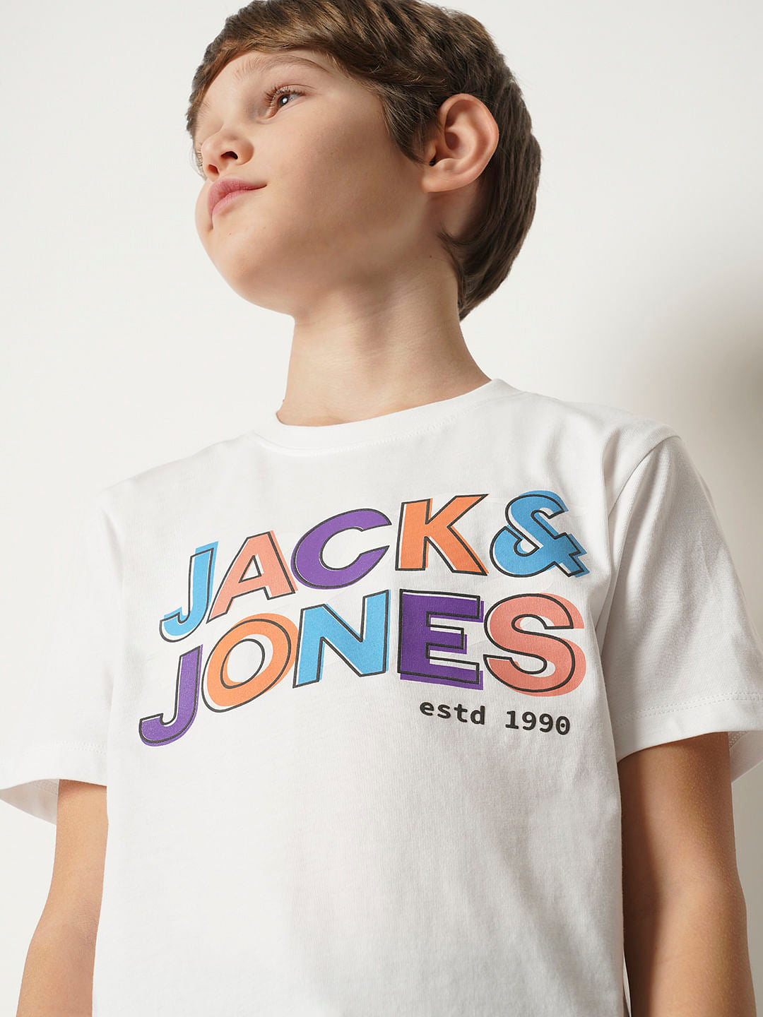 Boys White Logo Print T-shirt