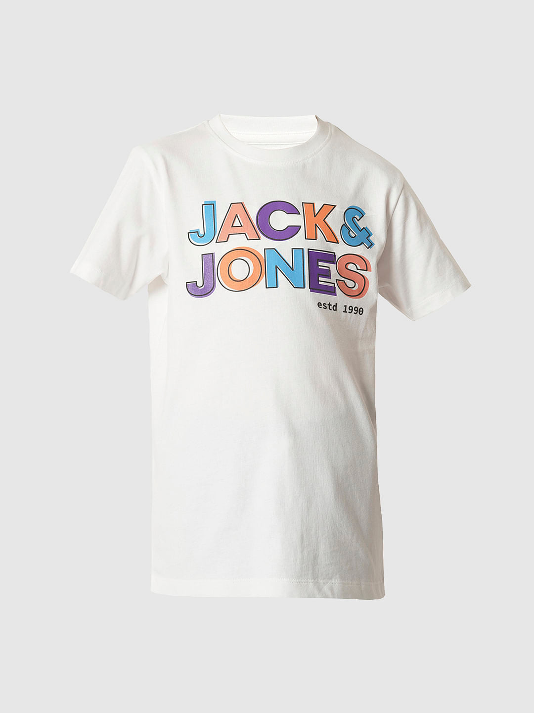 Boys White Logo Print T-shirt