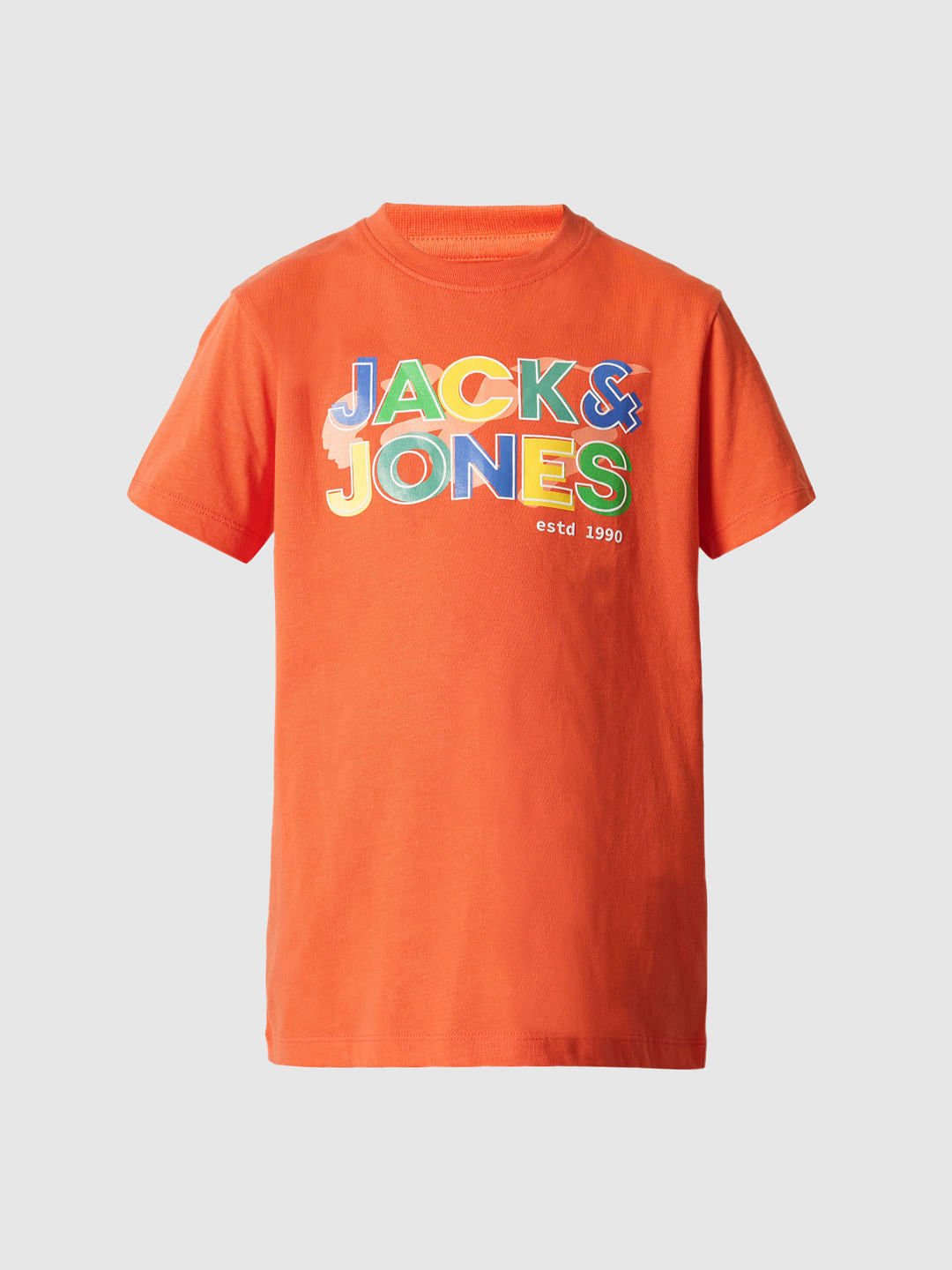 Boys Orange Logo Print T-shirt