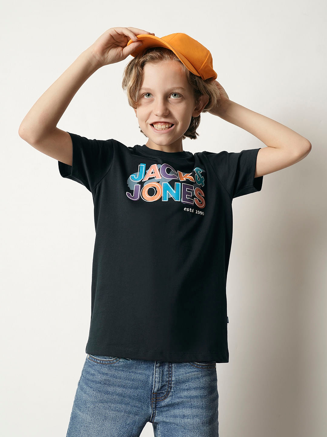 Boys Blue Logo Print Crew Neck T-shirt