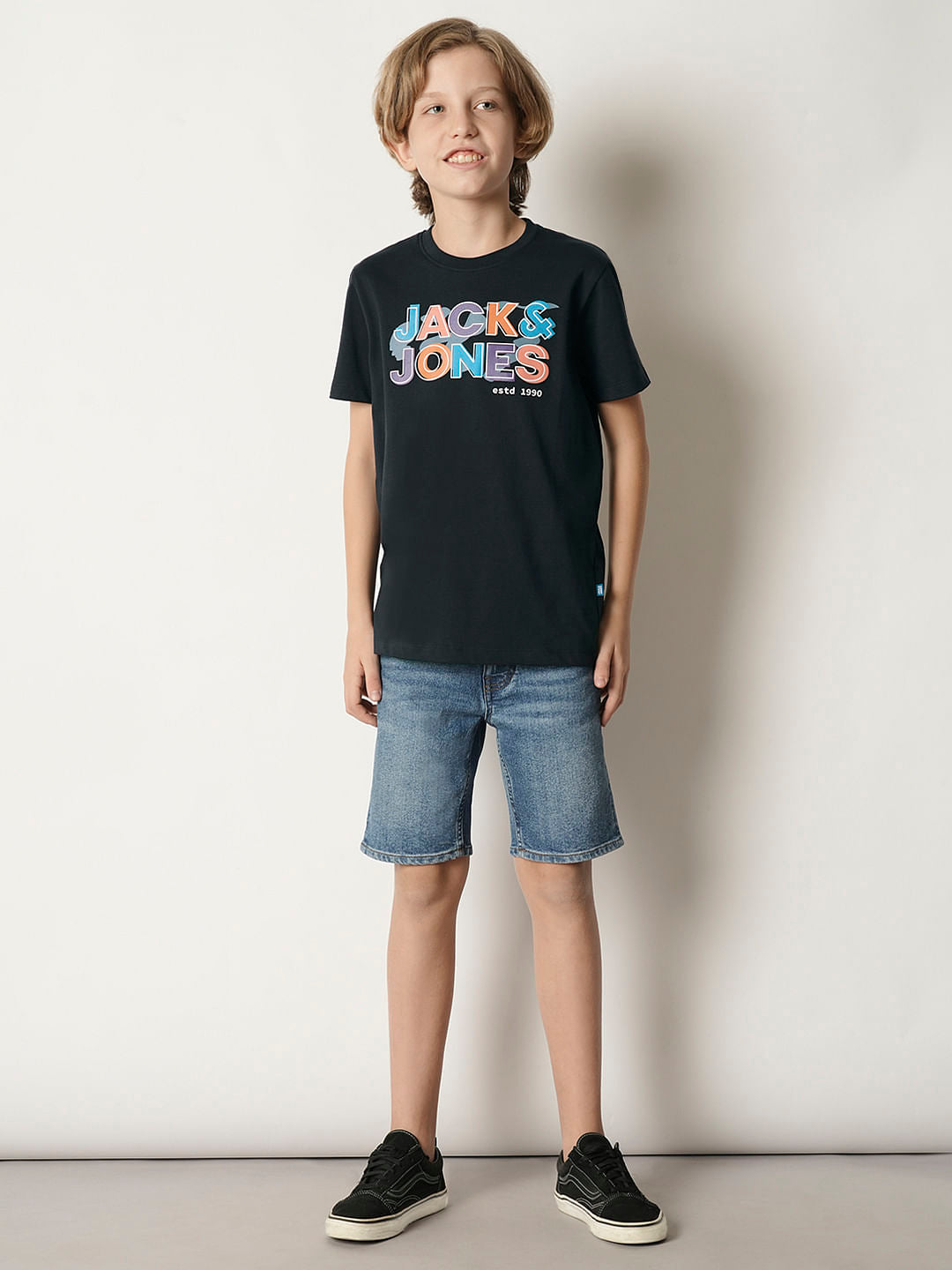 Boys Blue Logo Print Crew Neck T-shirt