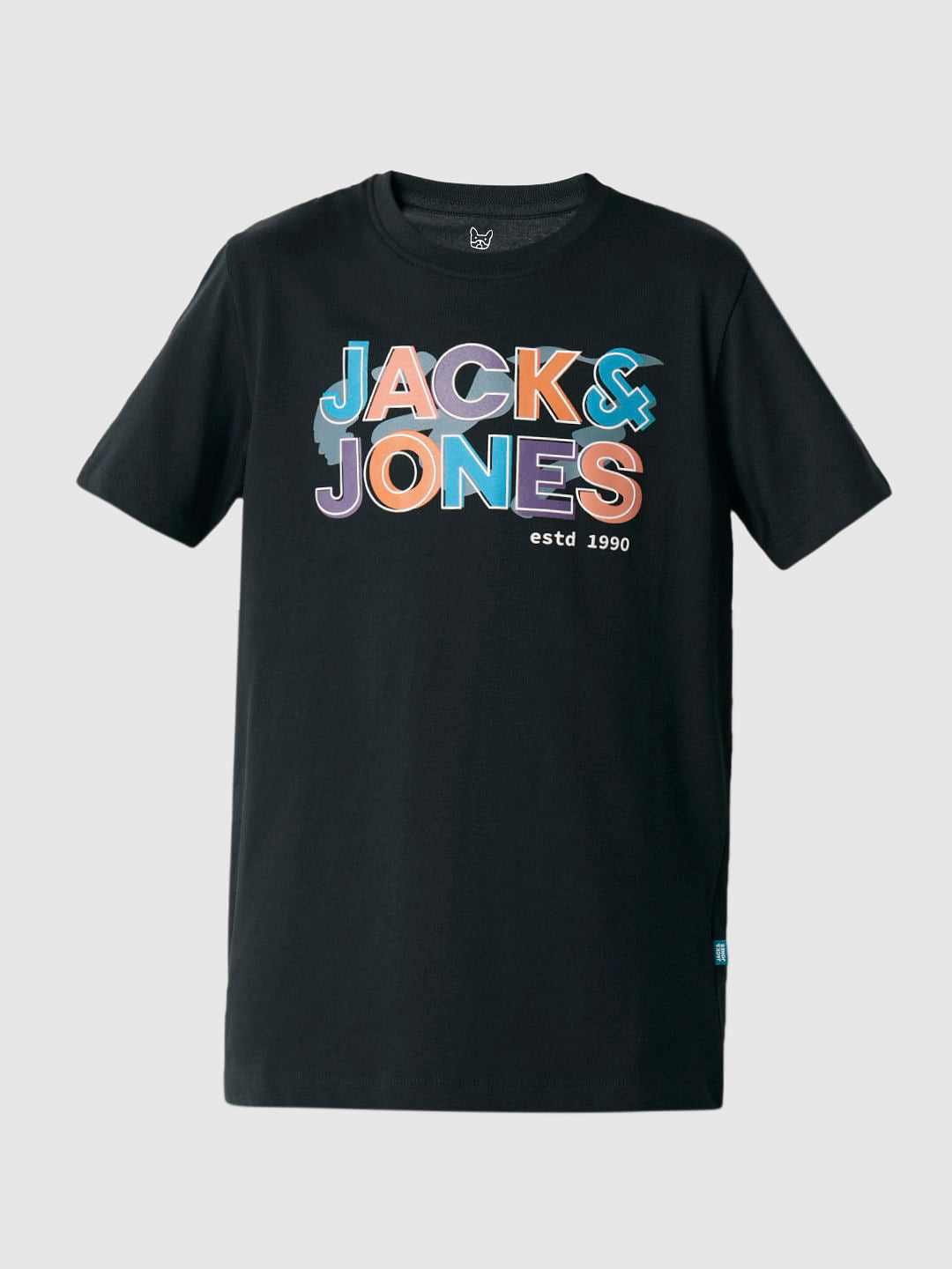 Boys Blue Logo Print Crew Neck T-shirt